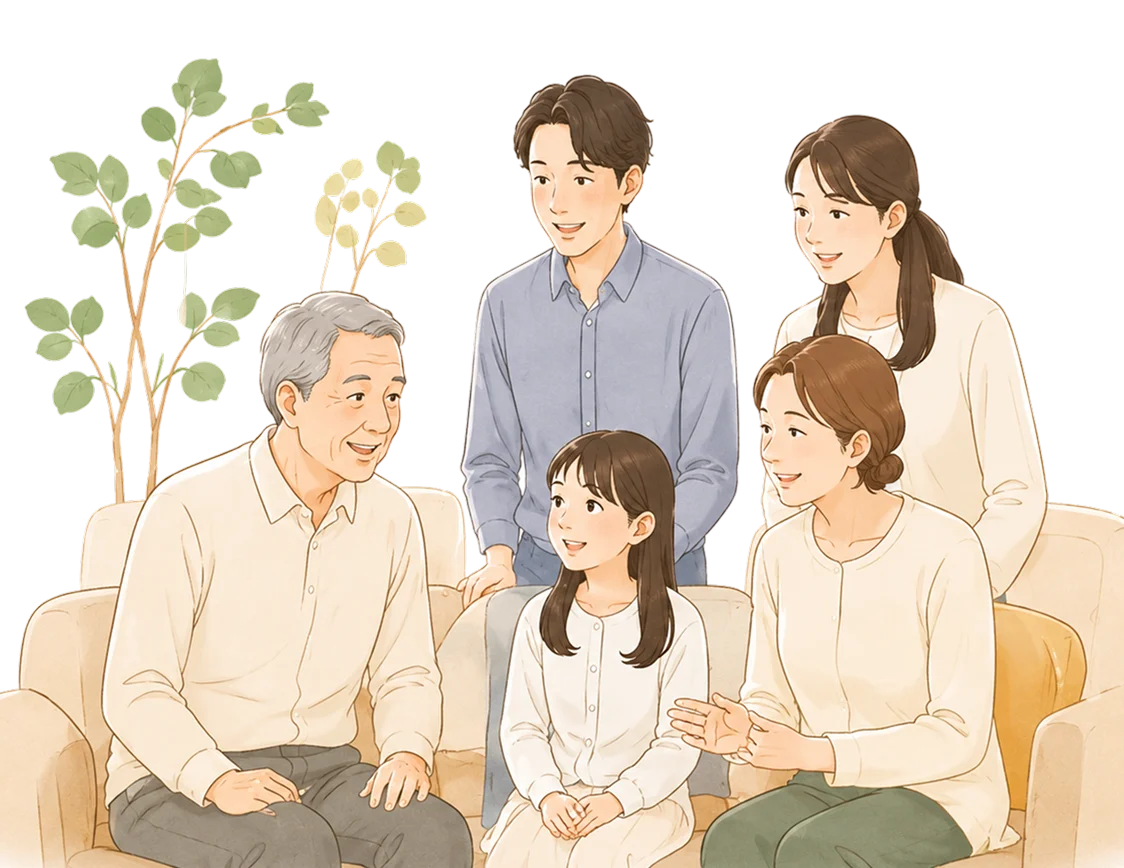 家族で終活について相談している様子